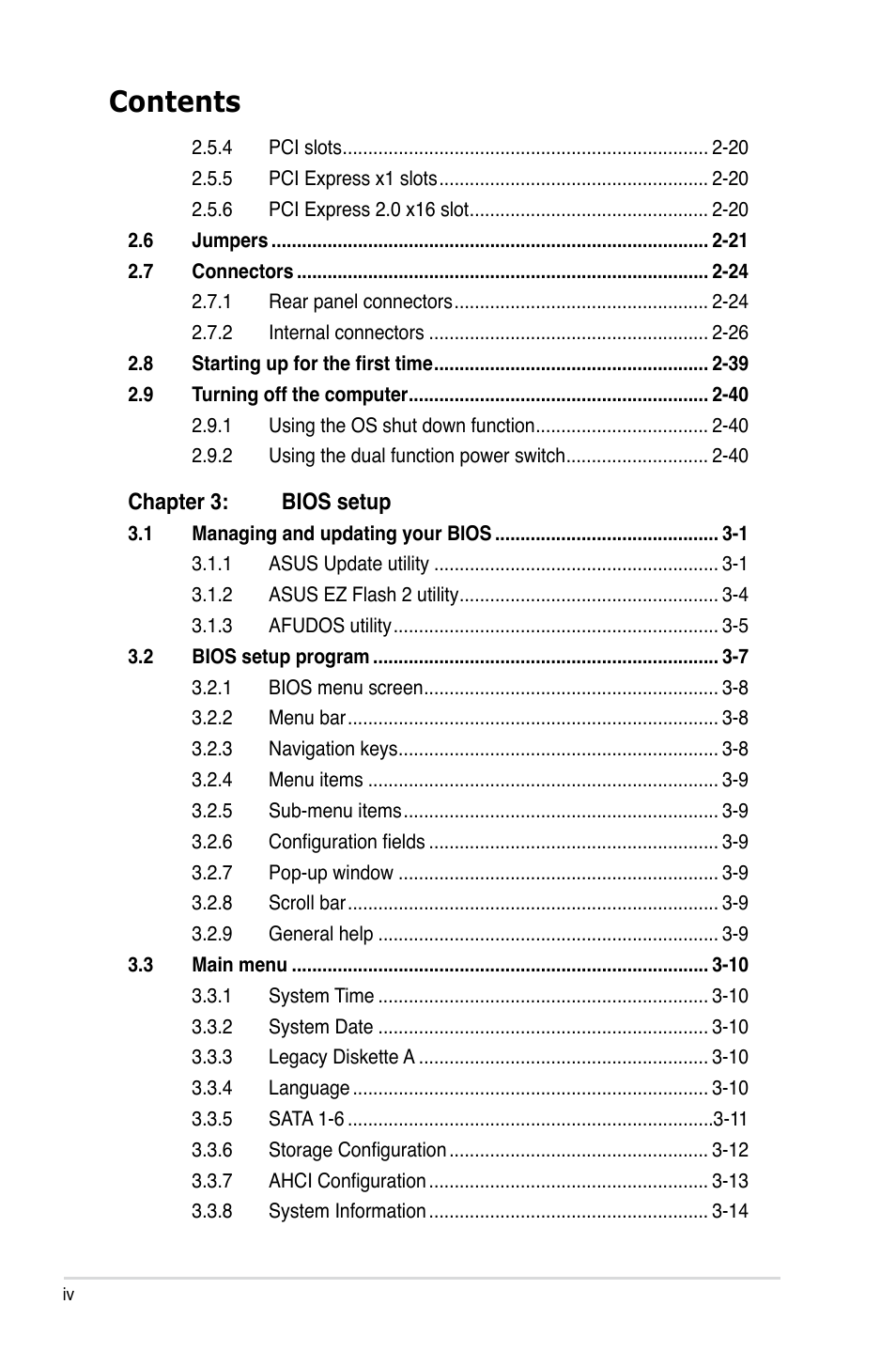 Asus P5QC User Manual | Page 4 / 188