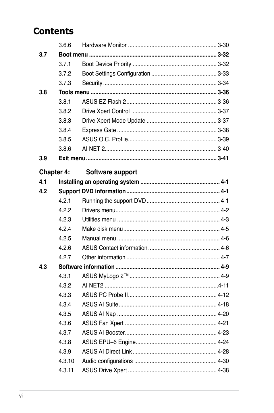 Asus P5QC User Manual | Page 6 / 188