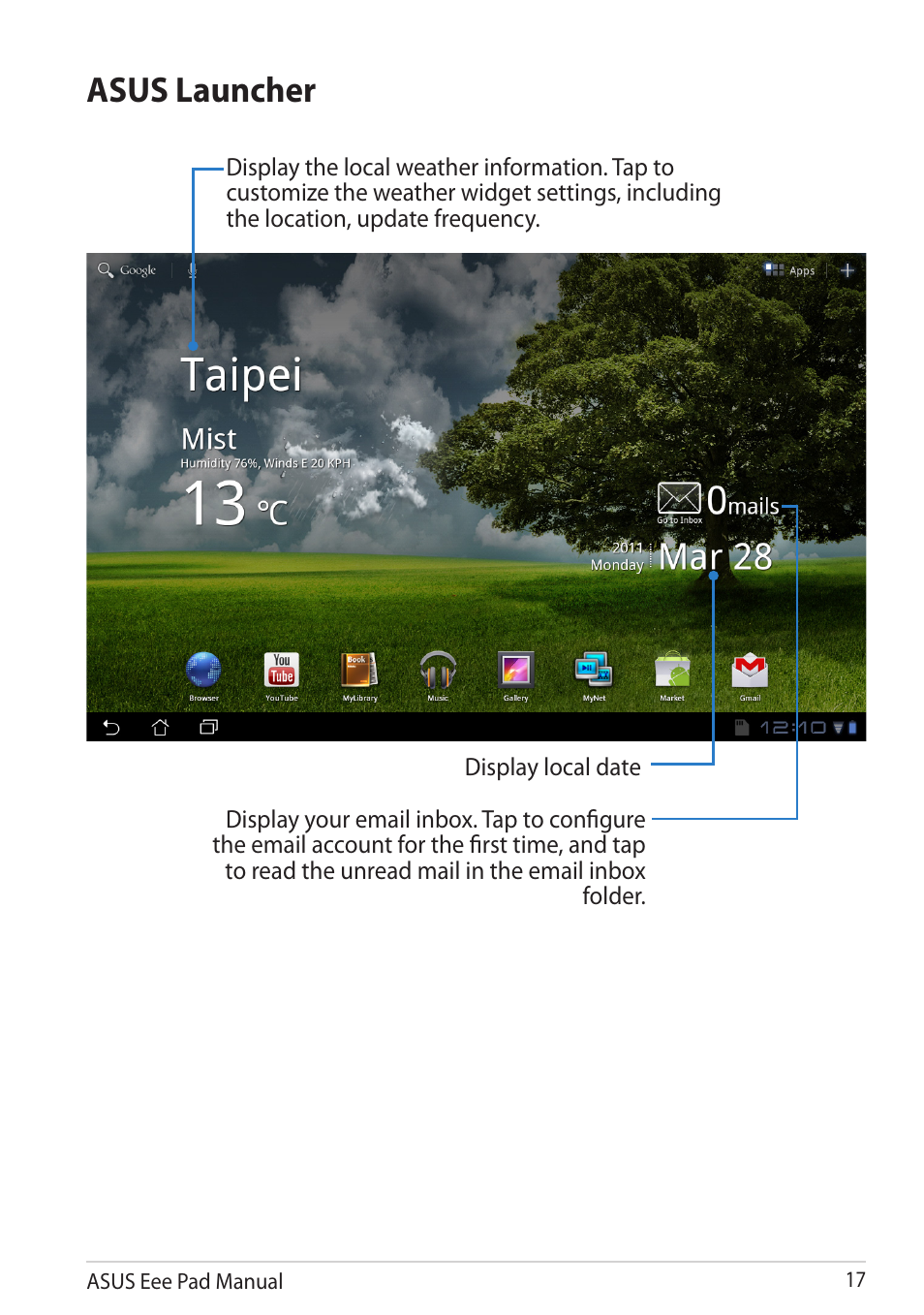 Asus launcher | Asus Eee Pad Transformer TF101G User Manual | Page 17 / 56