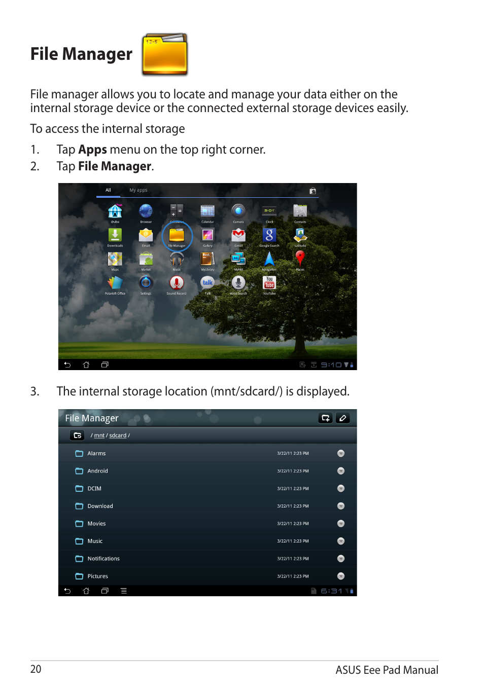 File manager | Asus Eee Pad Transformer TF101G User Manual | Page 20 / 56