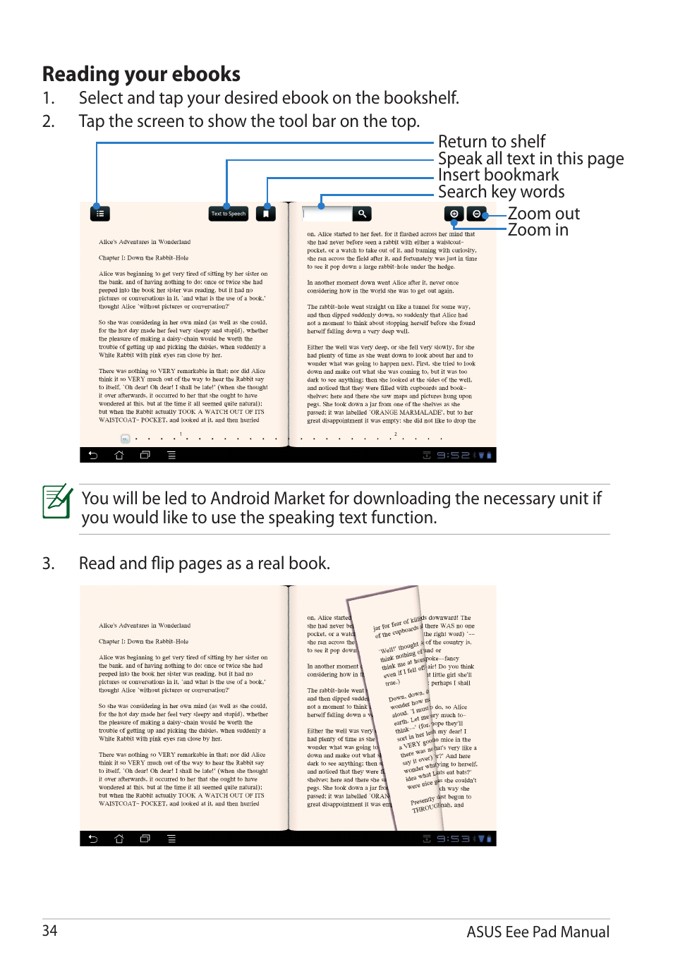 Reading your ebooks | Asus Eee Pad Transformer TF101G User Manual | Page 34 / 56