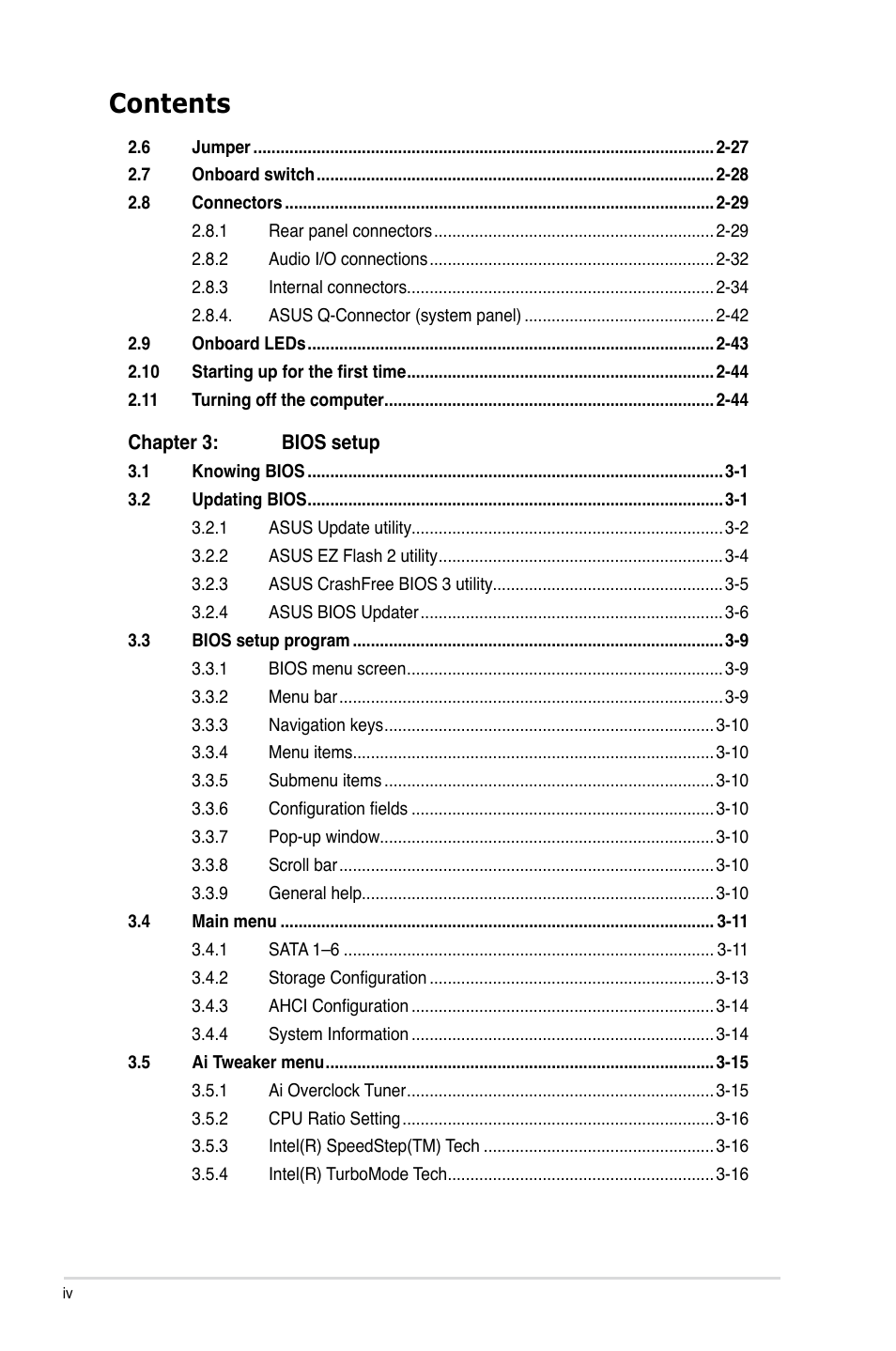 Asus P7H55D-M EVO User Manual | Page 4 / 116