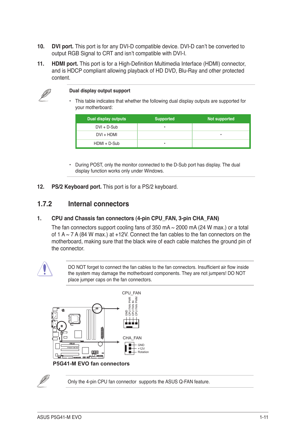 2 internal connectors, Internal connectors -11 | Asus P5G41-M EVO User Manual | Page 21 / 44