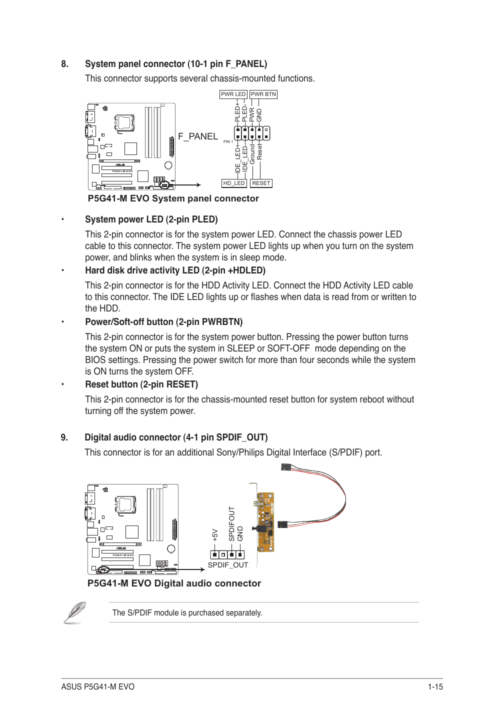 P5g41-m evo digital audio connector | Asus P5G41-M EVO User Manual | Page 25 / 44