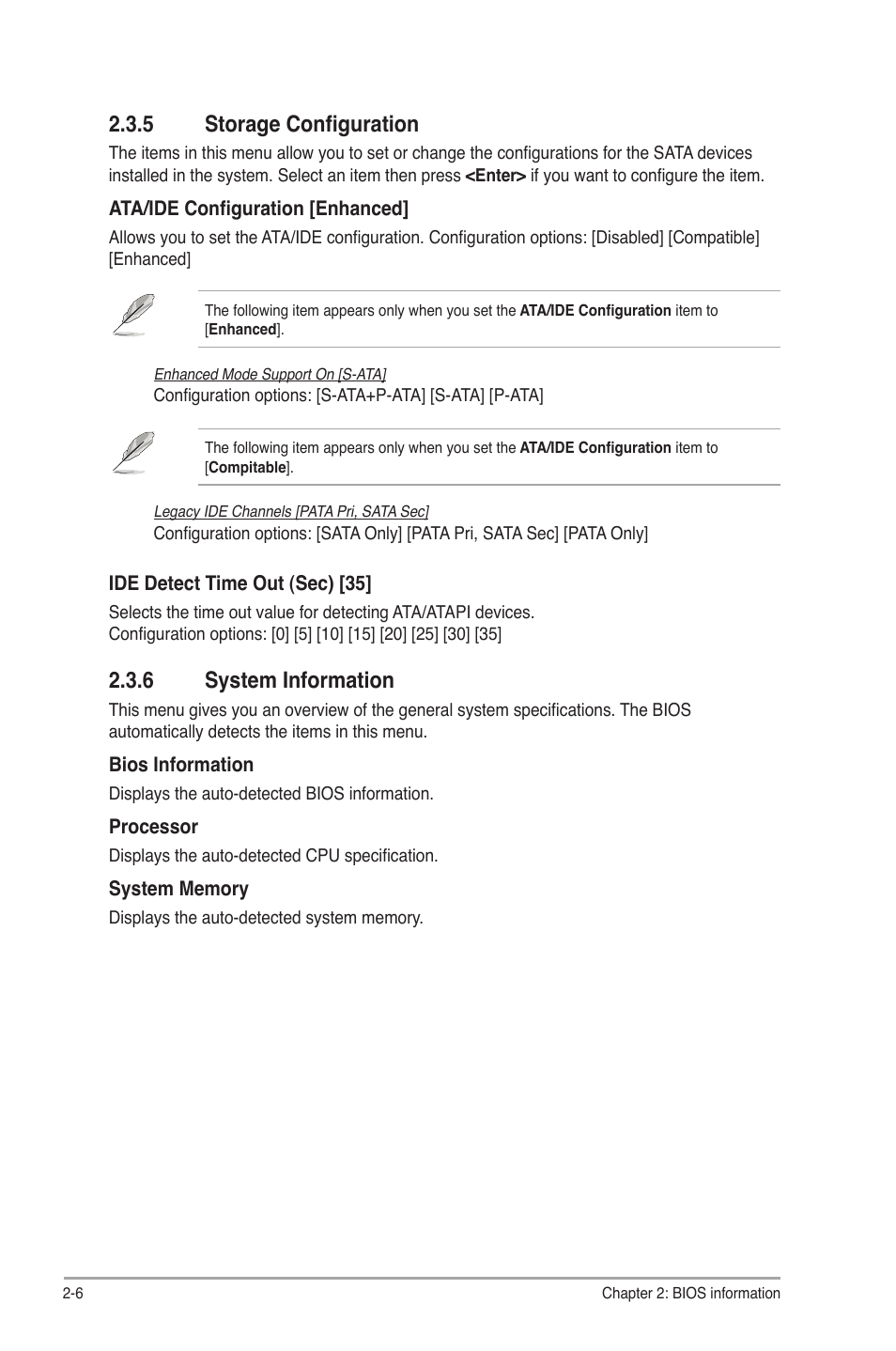 6 system information, 5 storage configuration, System information -6 | Storage configuration -6 | Asus P5G41-M EVO User Manual | Page 34 / 44