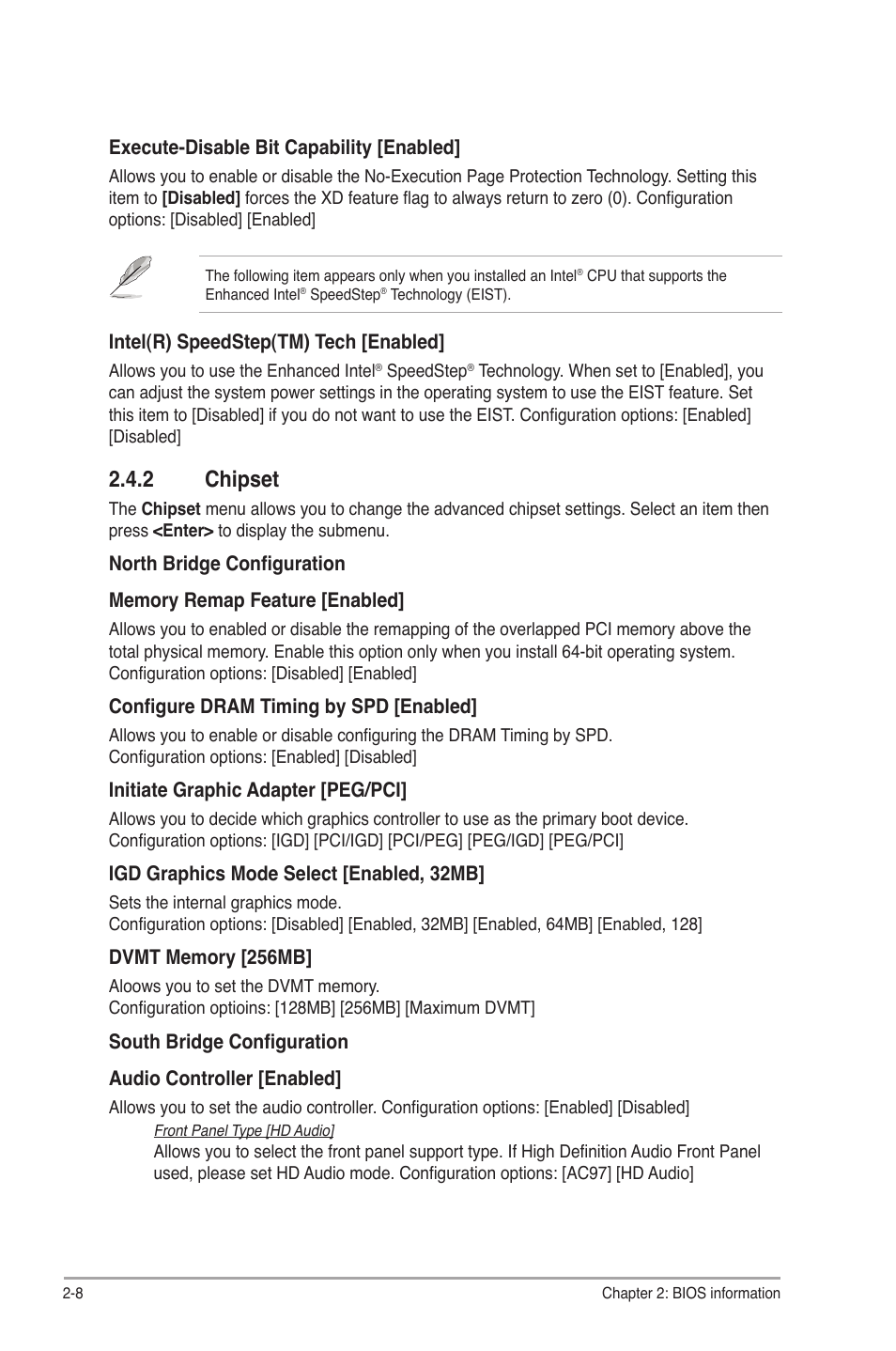 2 chipset, Chipset -8 | Asus P5G41-M EVO User Manual | Page 36 / 44