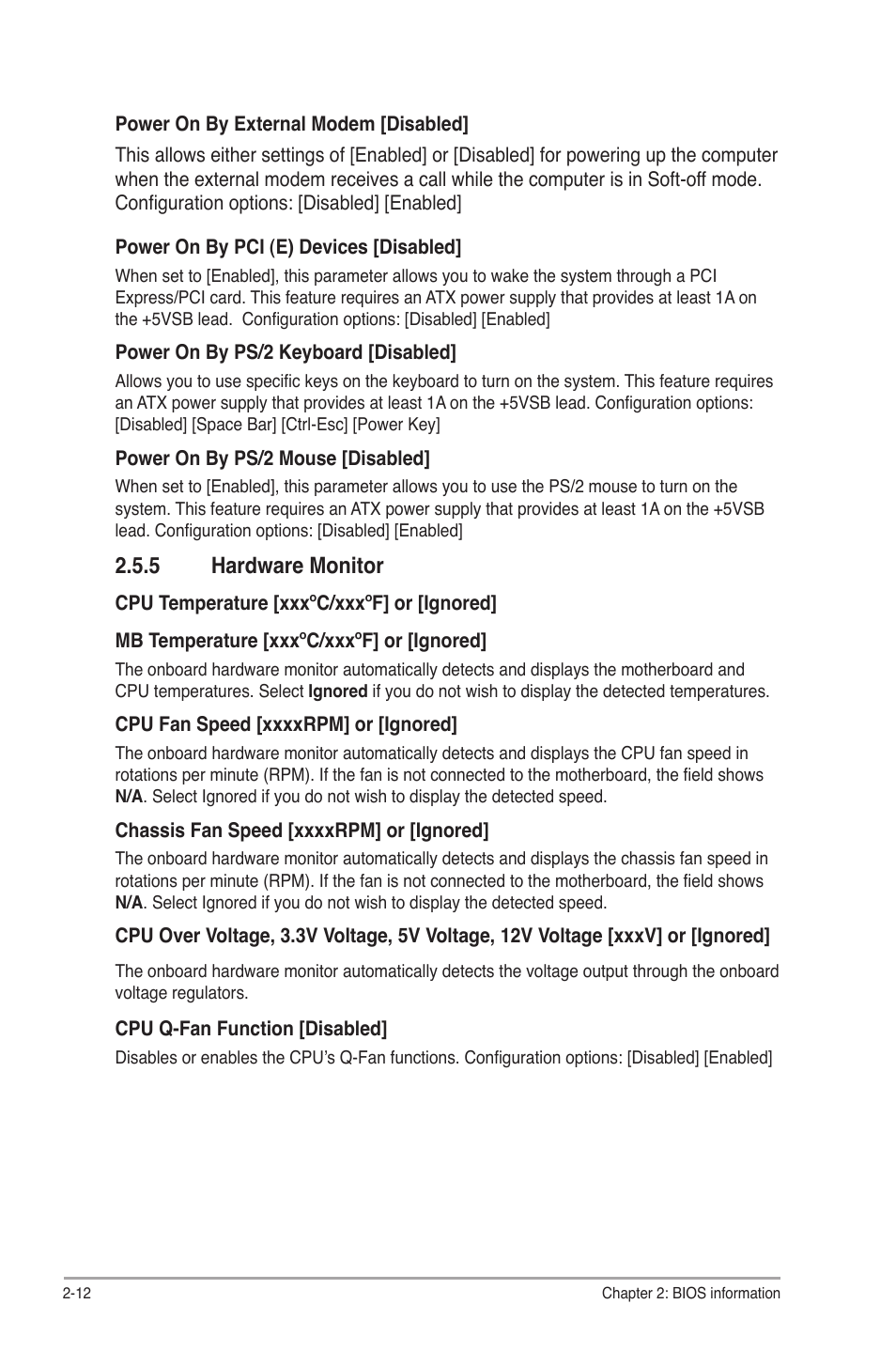 5 hardware monitor, Hardware monitor -12 | Asus P5G41-M EVO User Manual | Page 40 / 44