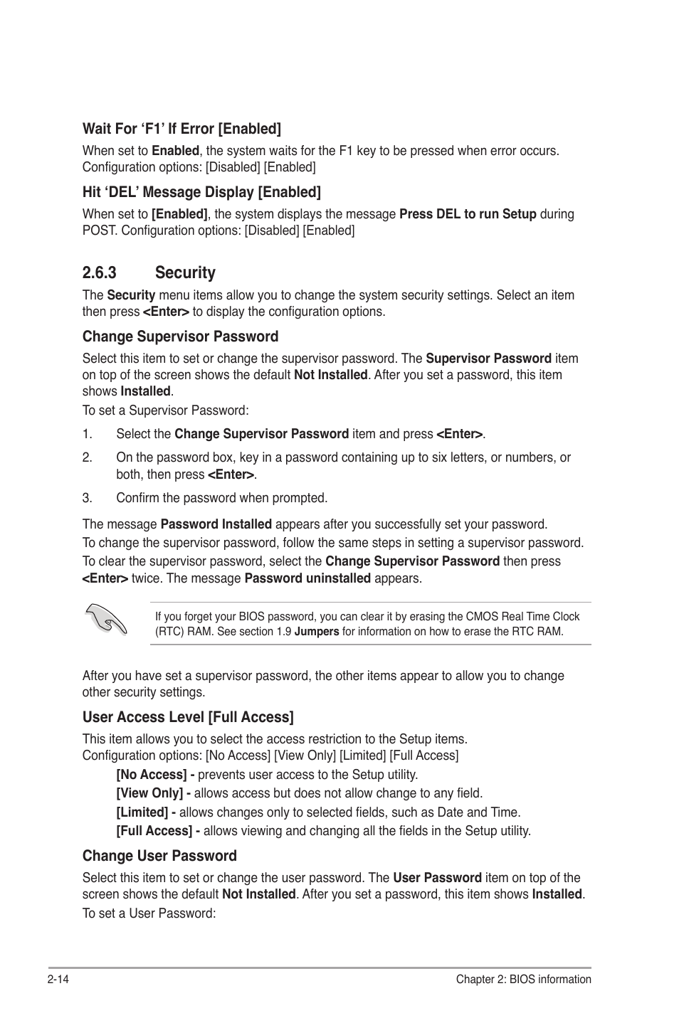 3 security, Security -14 | Asus P5G41-M EVO User Manual | Page 42 / 44