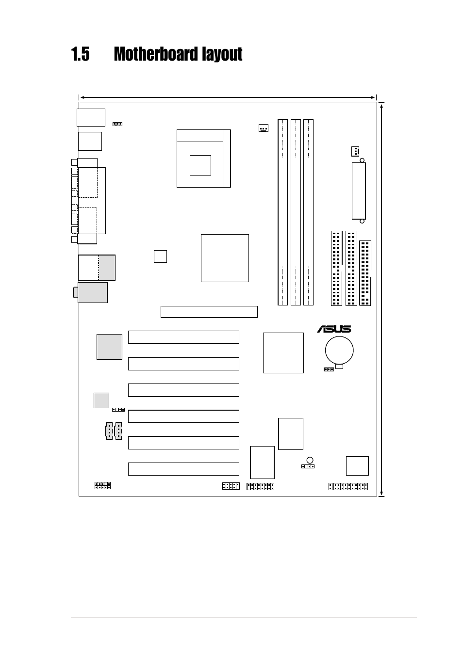 5motherboard layout, Asus p4pe-x motherboard user guide 1-7, Pci1 | P4pe-x, Super i/o | Asus P4PE-X/TE User Manual | Page 17 / 68