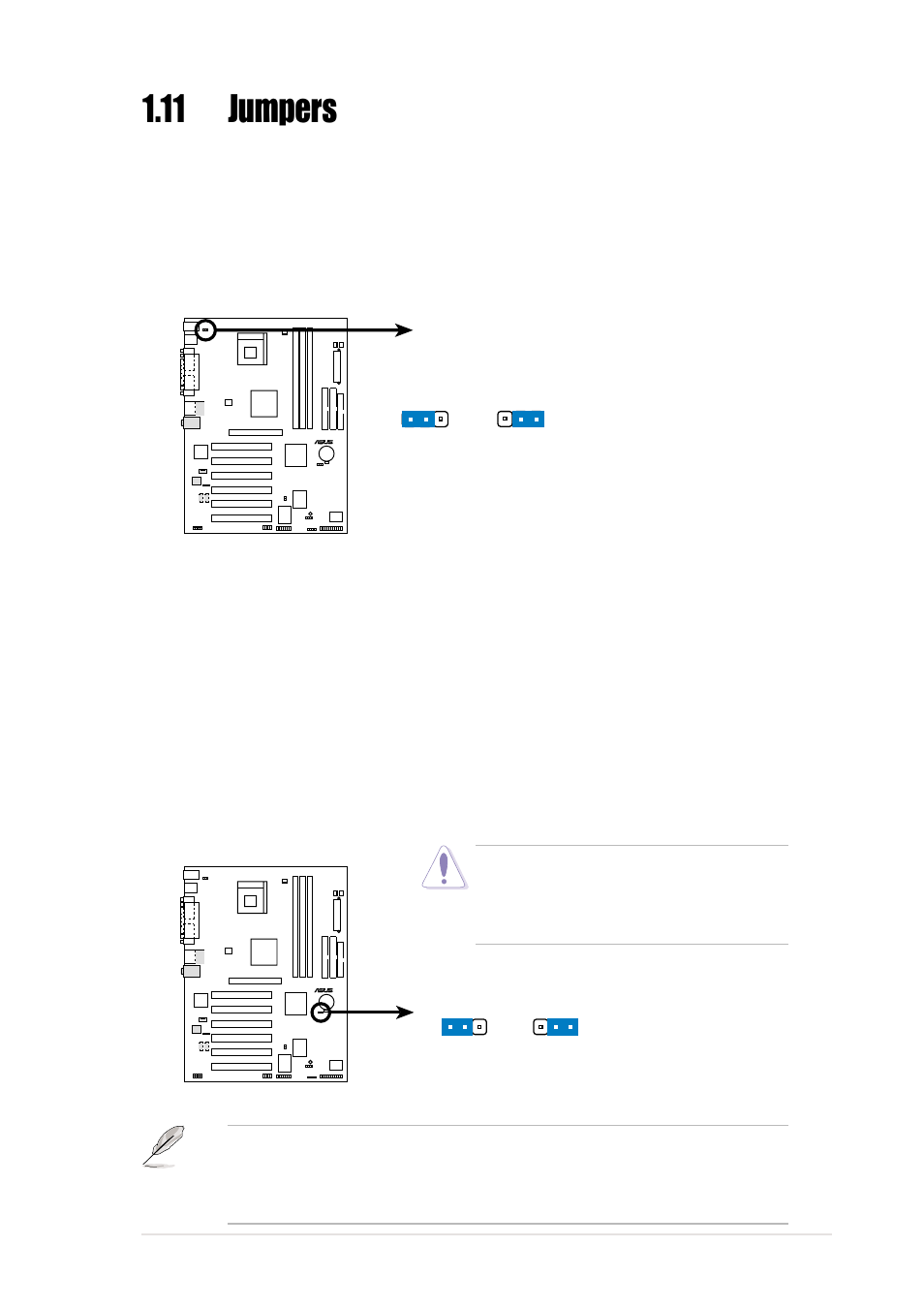 11 jumpers, Asus p4pe-x motherboard user guide 1-15 | Asus P4PE-X/TE User Manual | Page 25 / 68