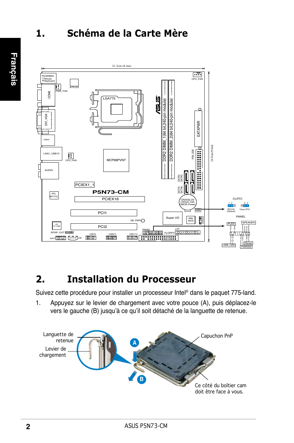 Français, Asus p5n73-cm, Ab b | Pn-cm | Asus P5N73-CM User Manual | Page 2 / 38