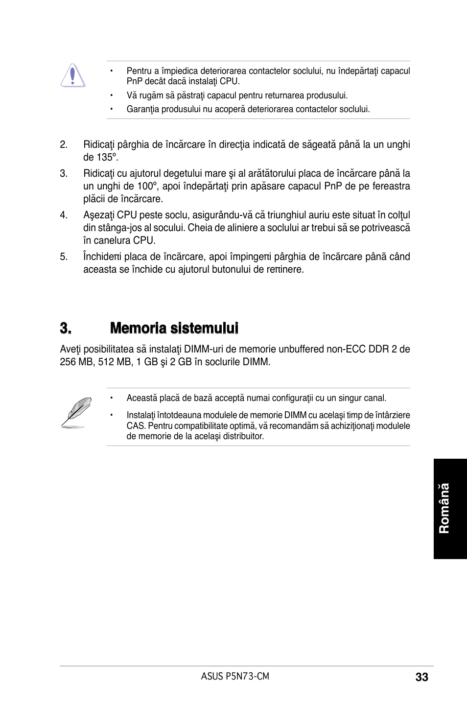 Română | Asus P5N73-CM User Manual | Page 33 / 38