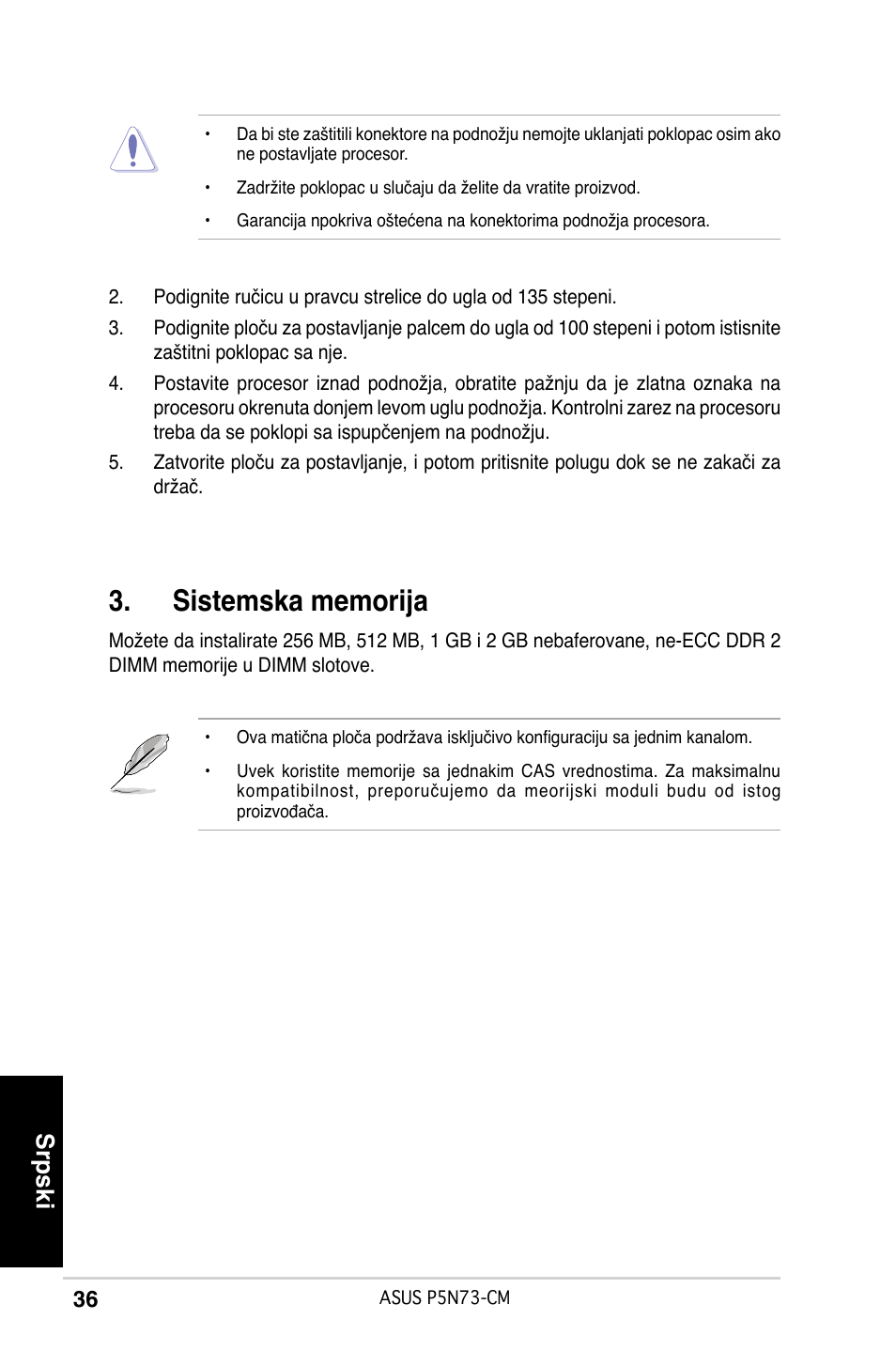 Srpski | Asus P5N73-CM User Manual | Page 36 / 38