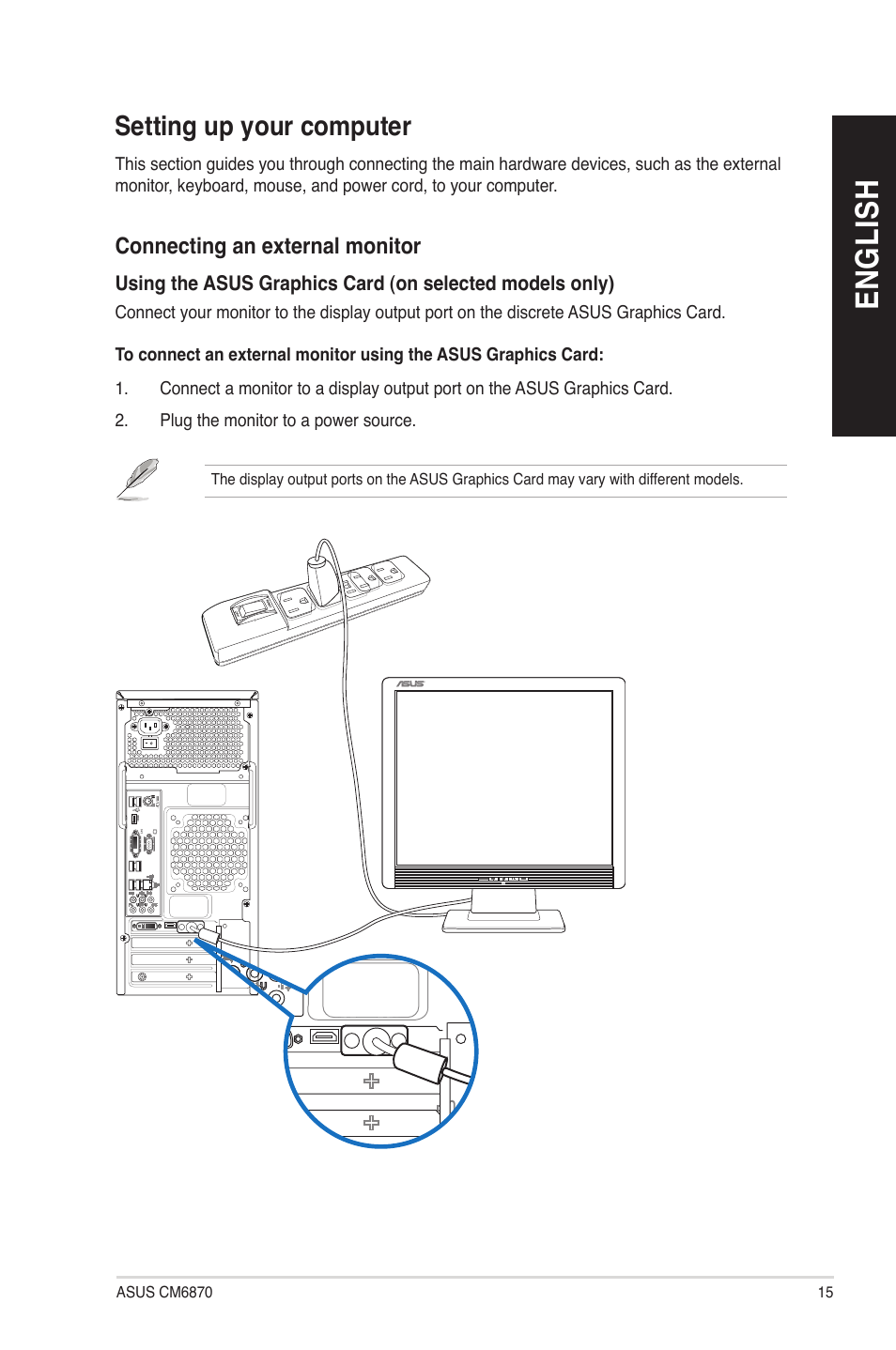 Setting up your computer, En gl is h en gl is h | Asus CM6870 User Manual | Page 15 / 70