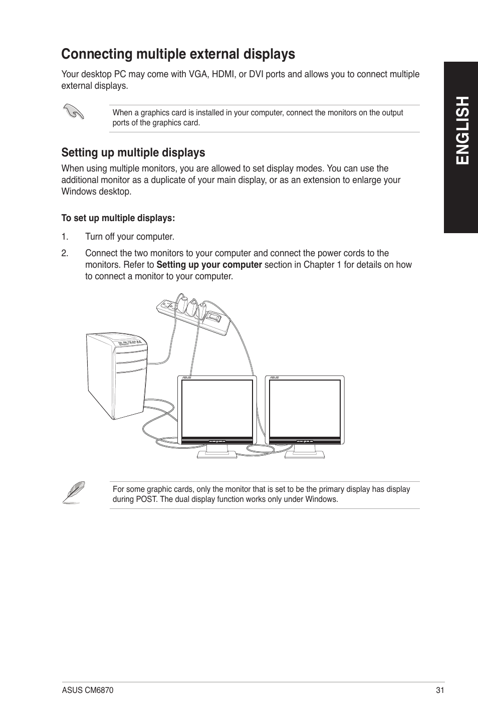 Connecting multiple external displays, En gl is h en gl is h | Asus CM6870 User Manual | Page 31 / 70