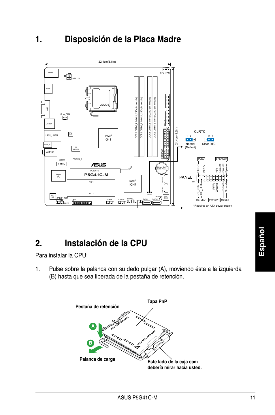 Español | Asus P5G41C-M User Manual | Page 11 / 41