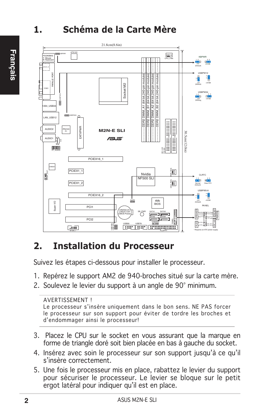 Français, Asus m2n-e sli, Mn-e sli | Asus M2N-E SLI User Manual | Page 2 / 38