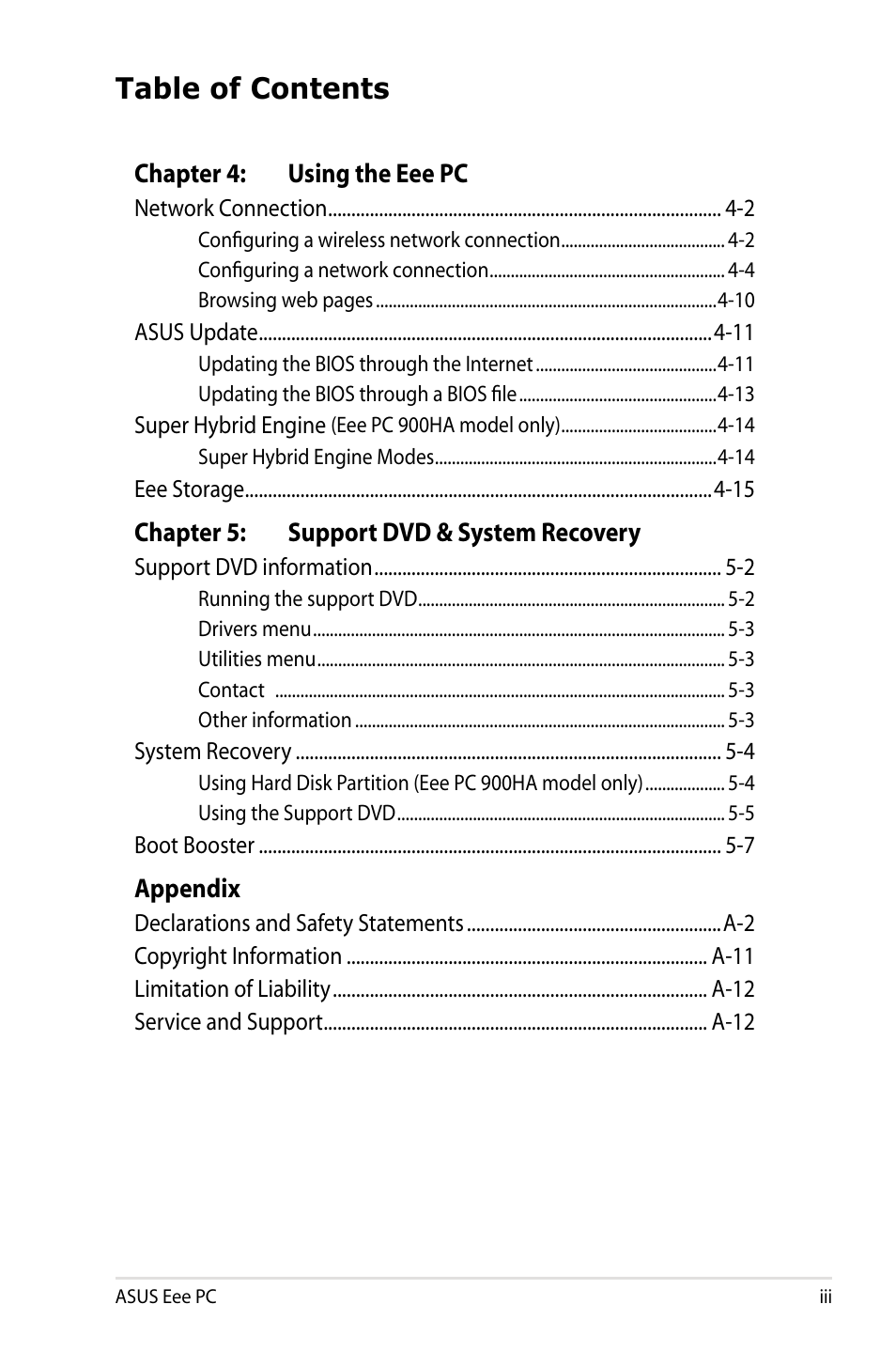 Asus Eee PC 900HA/XP User Manual | Page 3 / 76