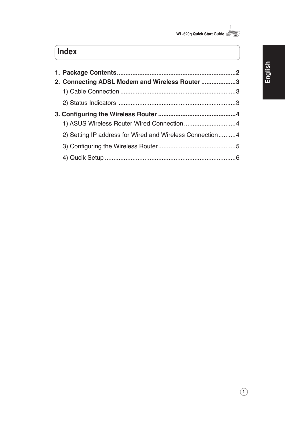 Index | Asus WL-520G User Manual | Page 3 / 66