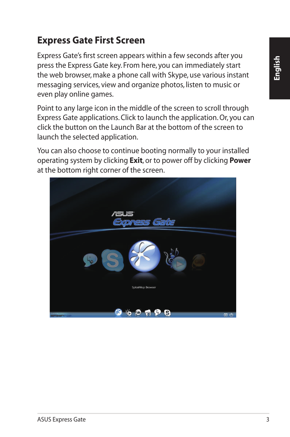 Express gate first screen | Asus Express Gate User Manual | Page 3 / 7