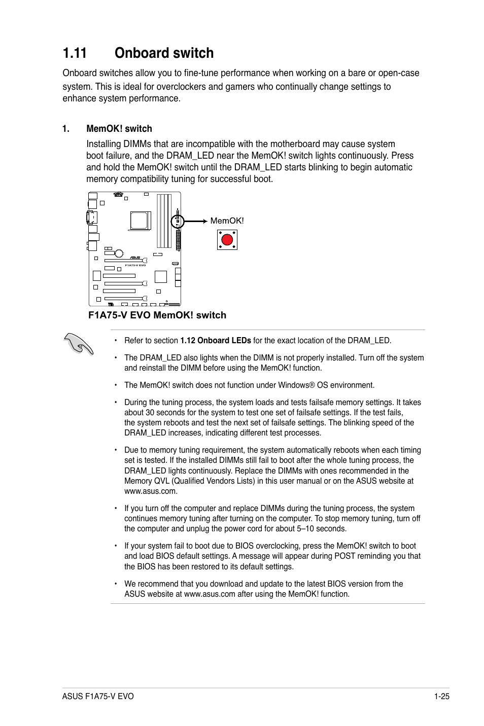 11 onboard switch | Asus F1A75-V EVO User Manual | Page 37 / 72