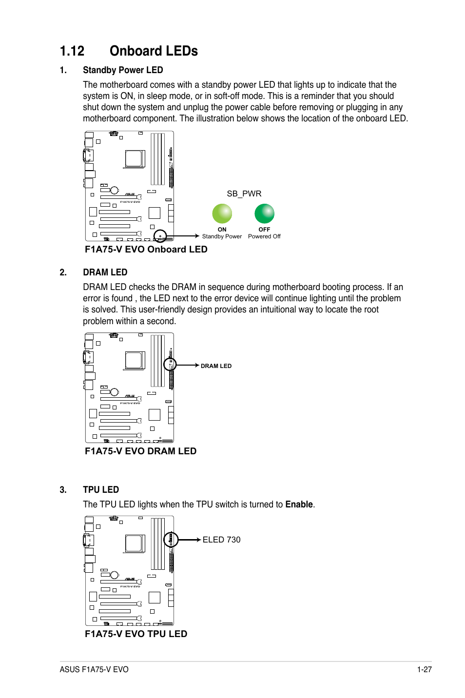 12 onboard leds | Asus F1A75-V EVO User Manual | Page 39 / 72