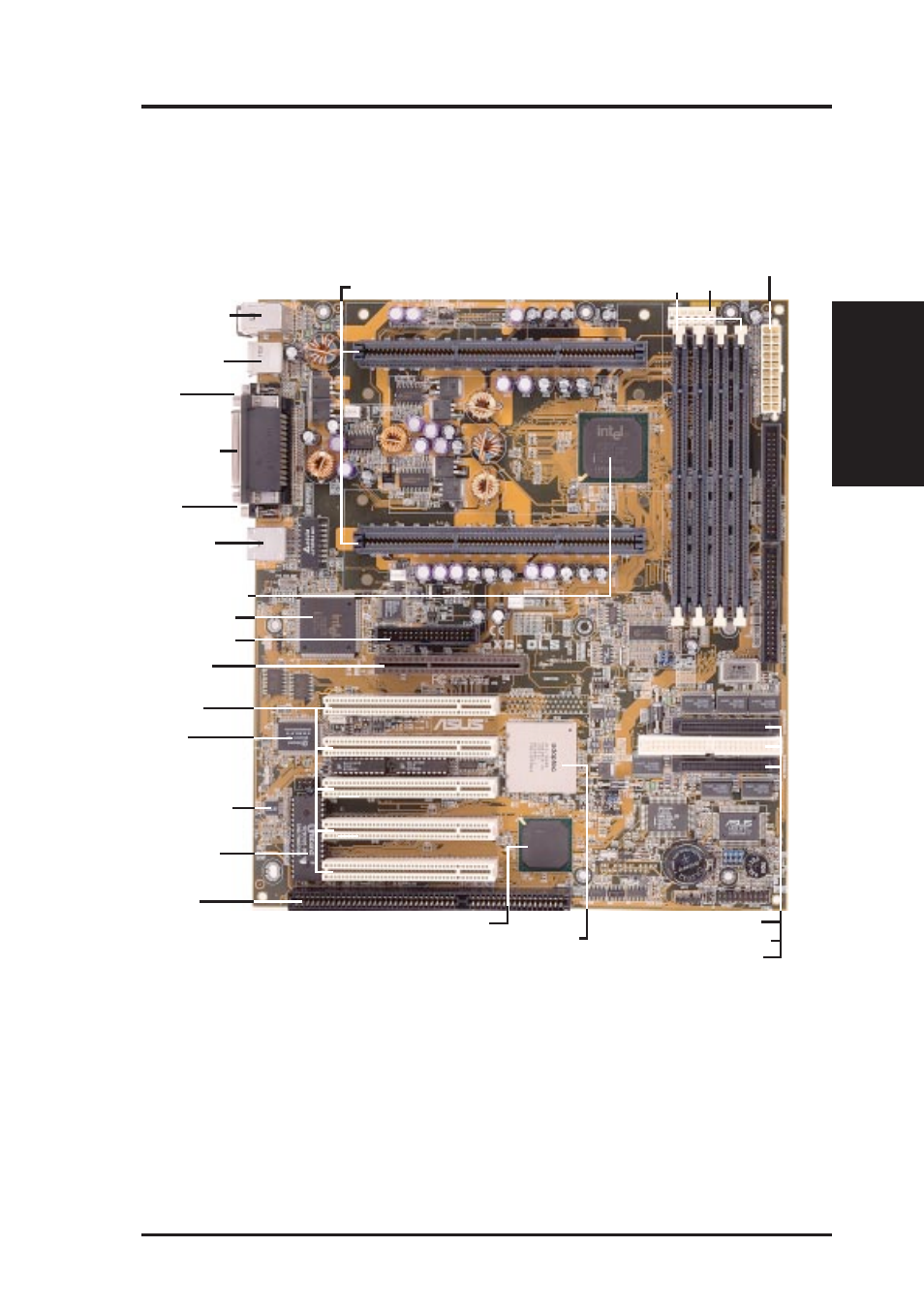 Ii. features, Asus xg-dls motherboard, Asus xg-dls user’s manual 11 | Ii. fea tures motherboard parts | Asus XG-DLS User Manual | Page 11 / 40