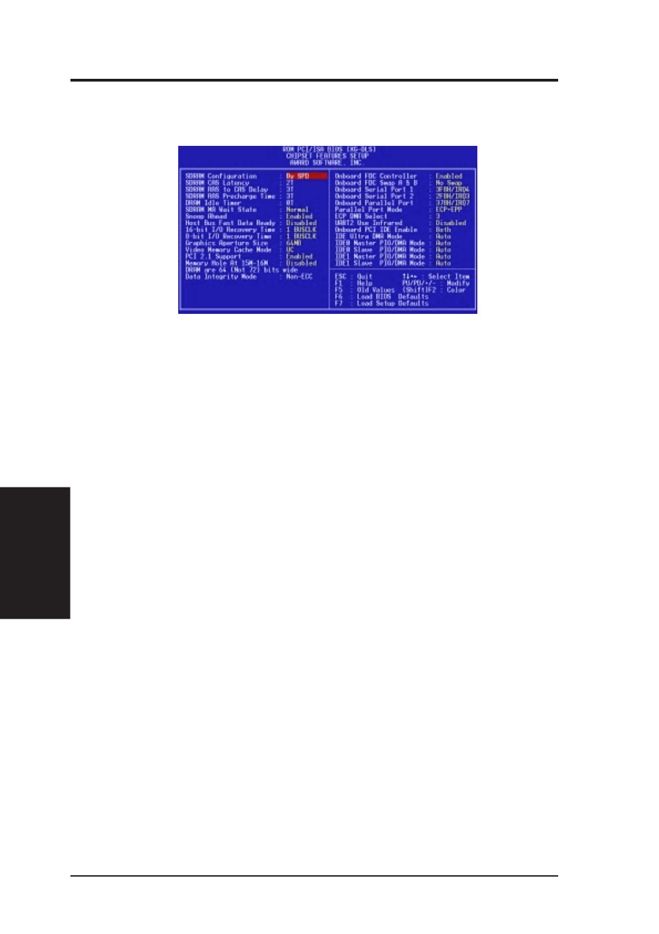 Iv. bios software, Chipset features setup | Asus XG-DLS User Manual | Page 28 / 40