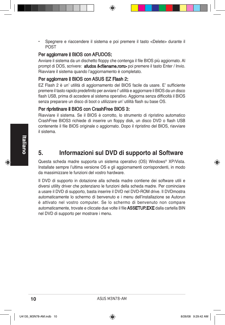 Informazioni sul dvd di supporto al software | Asus M3N78-AM User Manual | Page 10 / 38