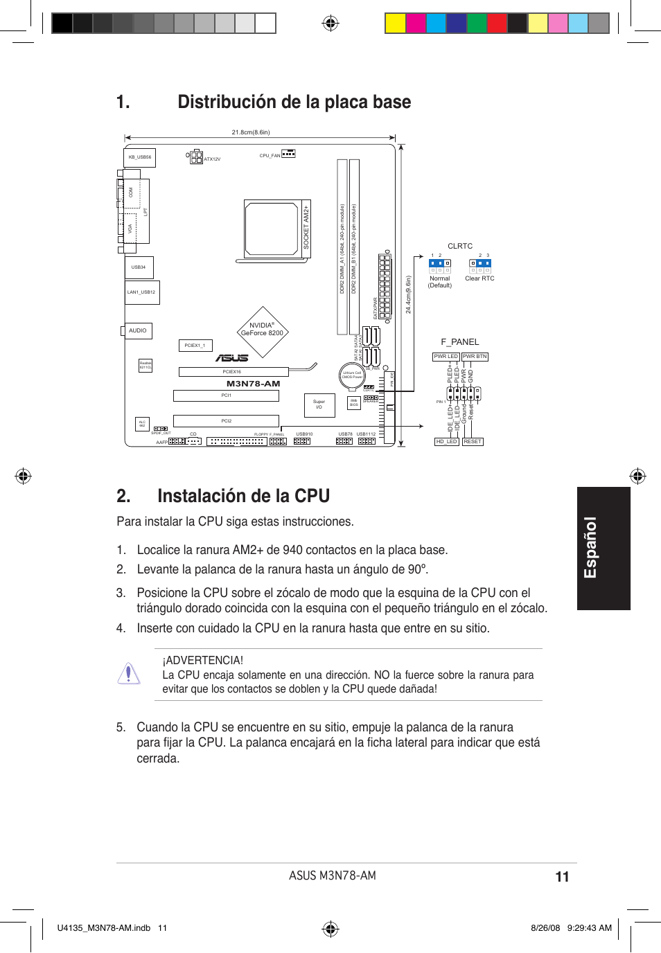 Español, Asus m3n78-am | Asus M3N78-AM User Manual | Page 11 / 38