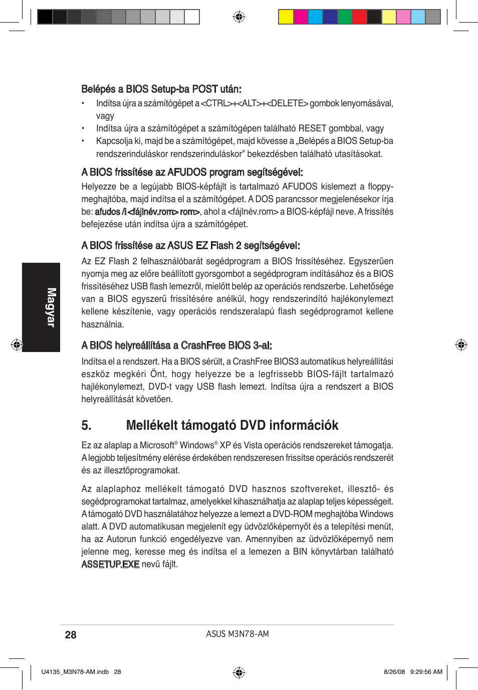 Mellékelt támogató dvd információk, Magyar | Asus M3N78-AM User Manual | Page 28 / 38