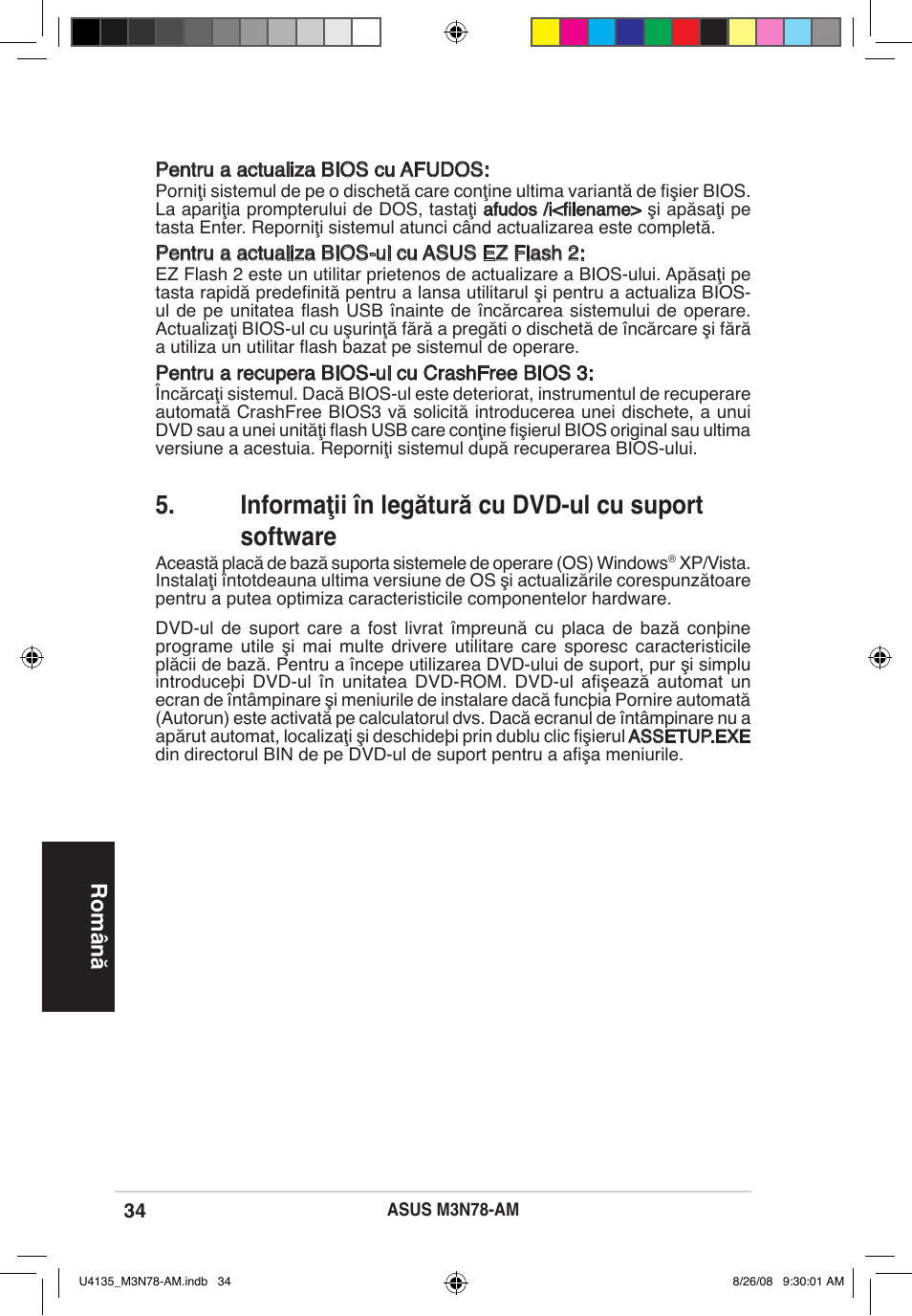 Română | Asus M3N78-AM User Manual | Page 34 / 38