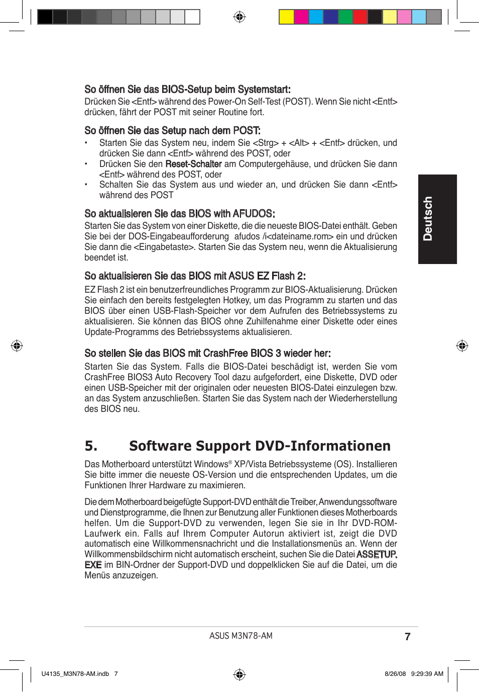 Software support dvd-informationen, Deutsch | Asus M3N78-AM User Manual | Page 7 / 38