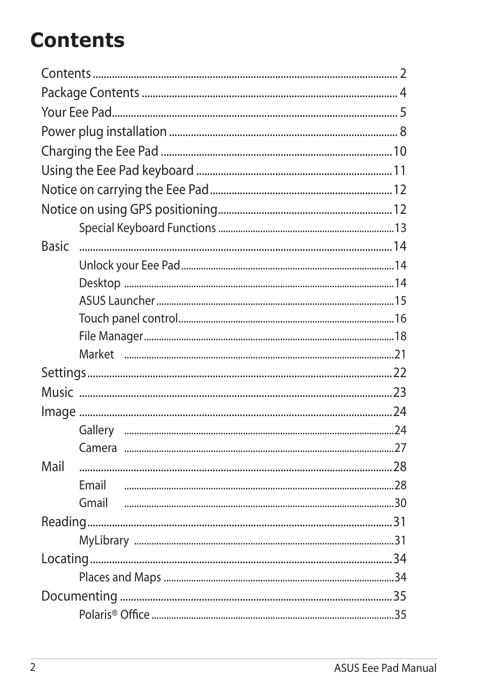 Asus Eee Pad Slider SL101 User Manual | Page 2 / 54