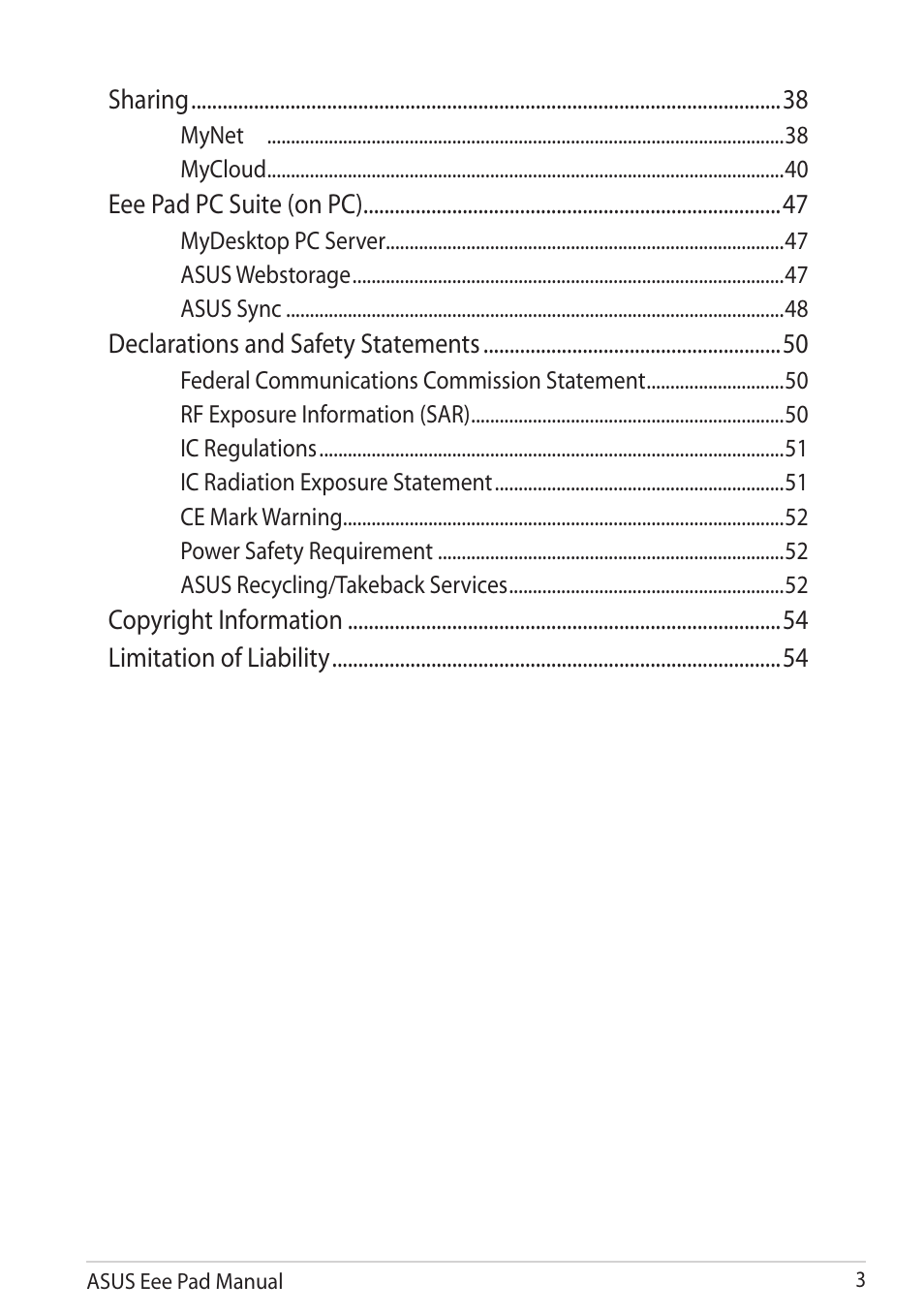 Asus Eee Pad Slider SL101 User Manual | Page 3 / 54