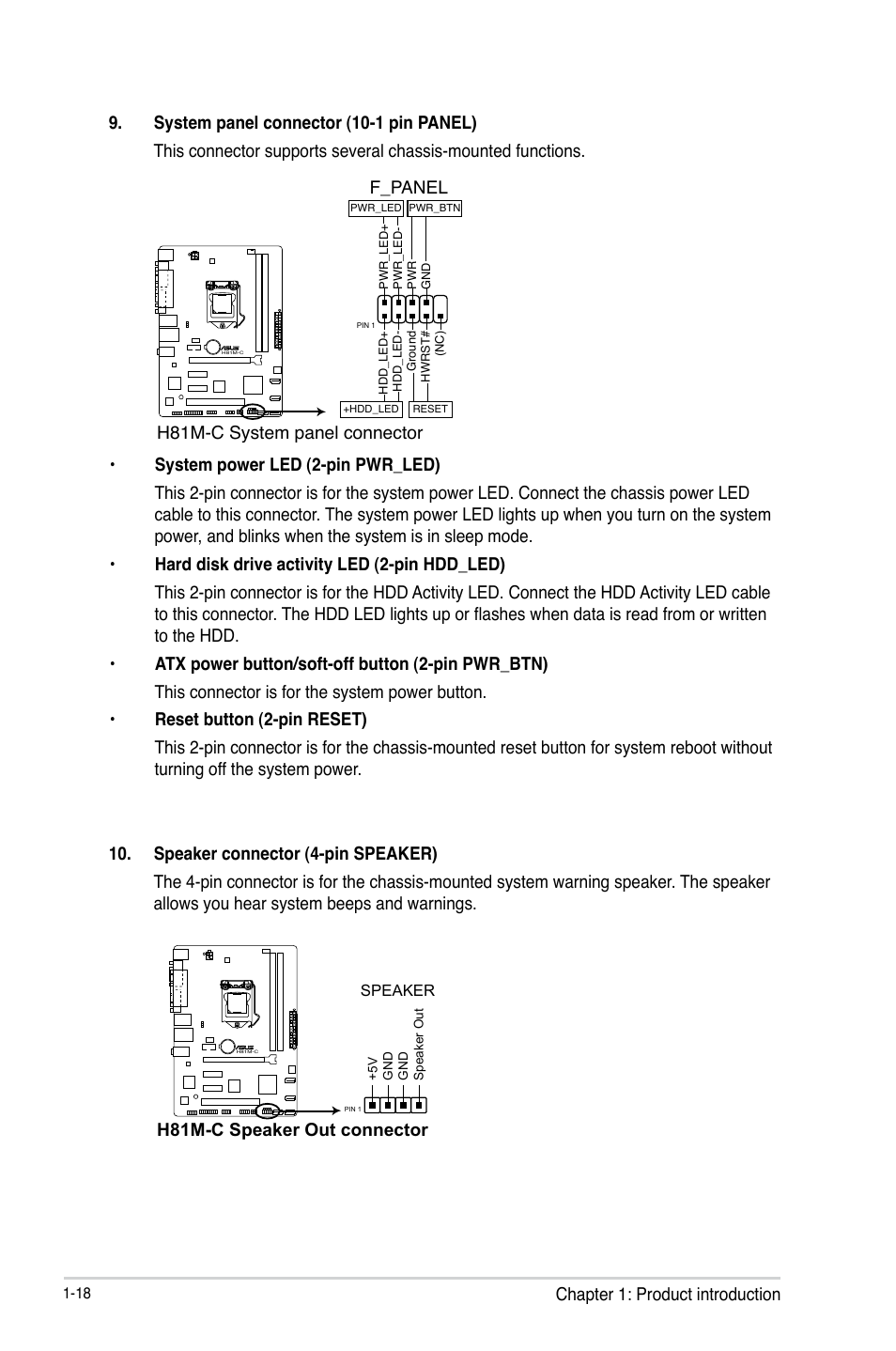 F_panel | Asus H81M-C User Manual | Page 26 / 74