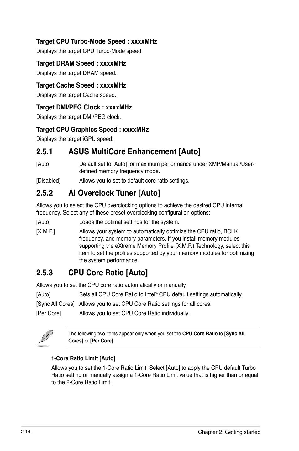 1 asus multicore enhancement [auto, 2 ai overclock tuner [auto, 3 cpu core ratio [auto | Asus H81M-C User Manual | Page 42 / 74