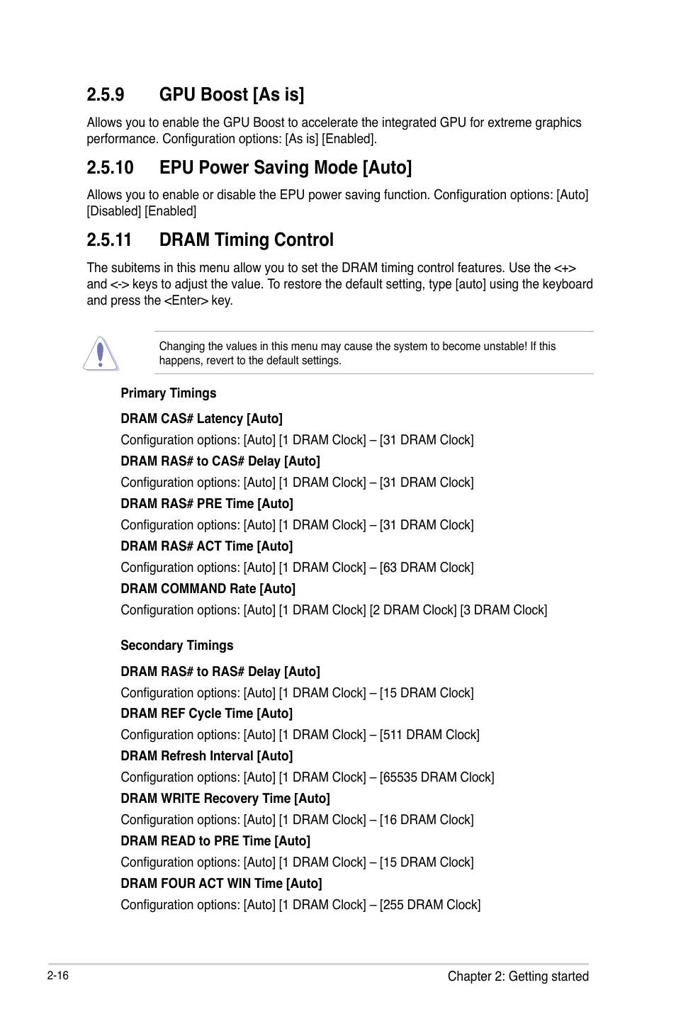 9 gpu boost [as is, 10 epu power saving mode [auto, 11 dram timing control | Asus H81M-C User Manual | Page 44 / 74