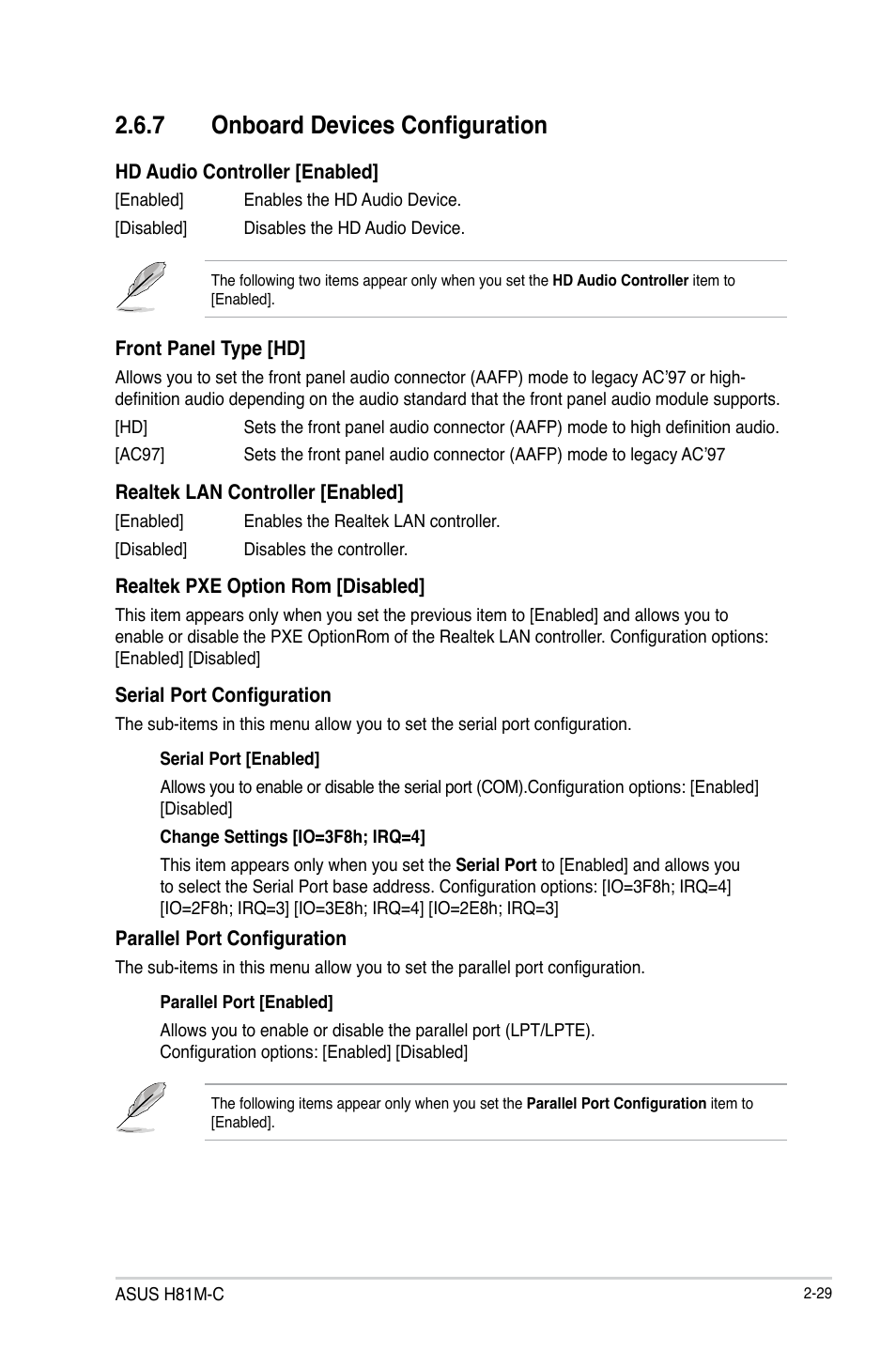 7 onboard devices configuration | Asus H81M-C User Manual | Page 57 / 74