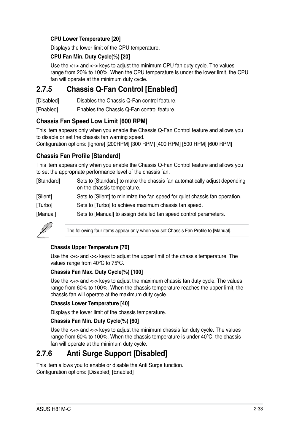 5 chassis q-fan control [enabled, 6 anti surge support [disabled | Asus H81M-C User Manual | Page 61 / 74