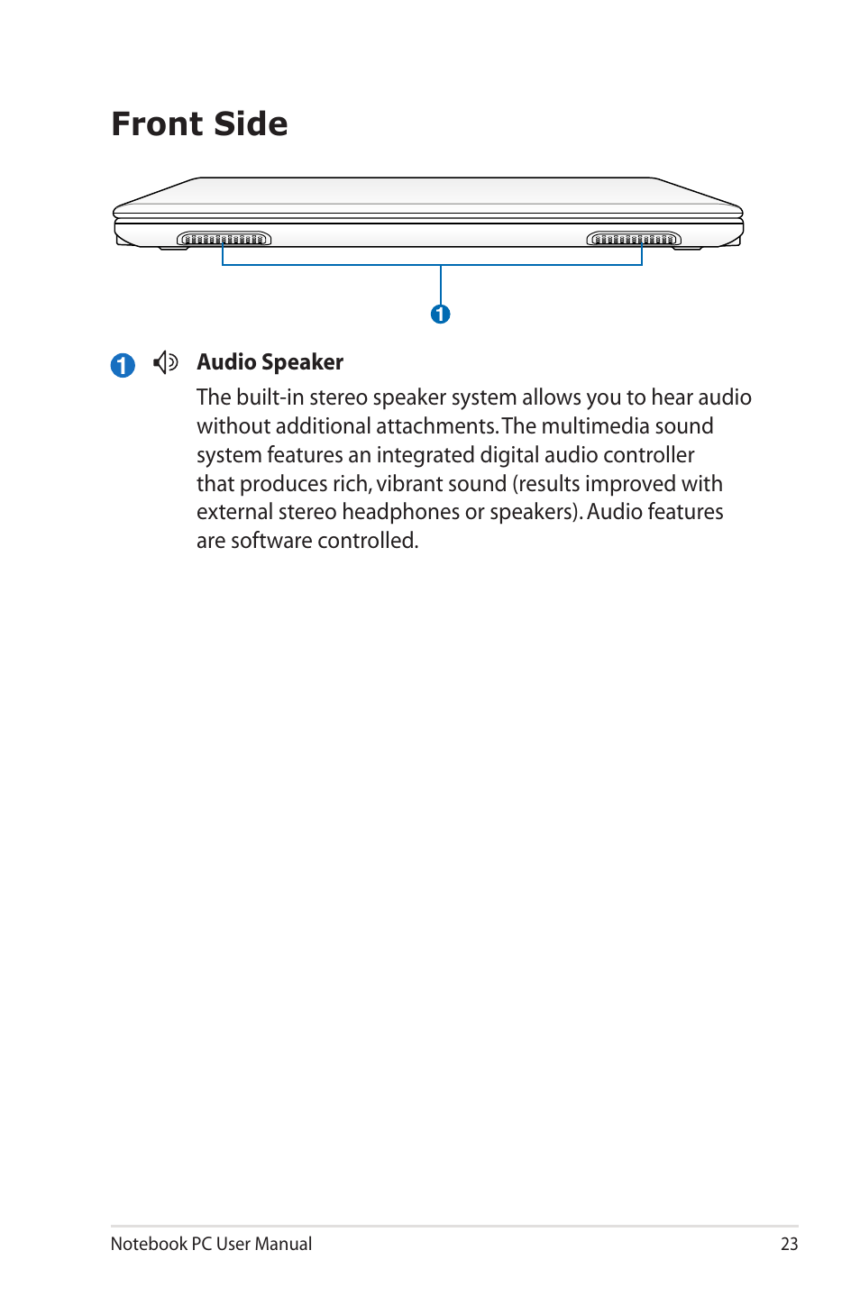 Front side | Asus UL50VS User Manual | Page 23 / 106