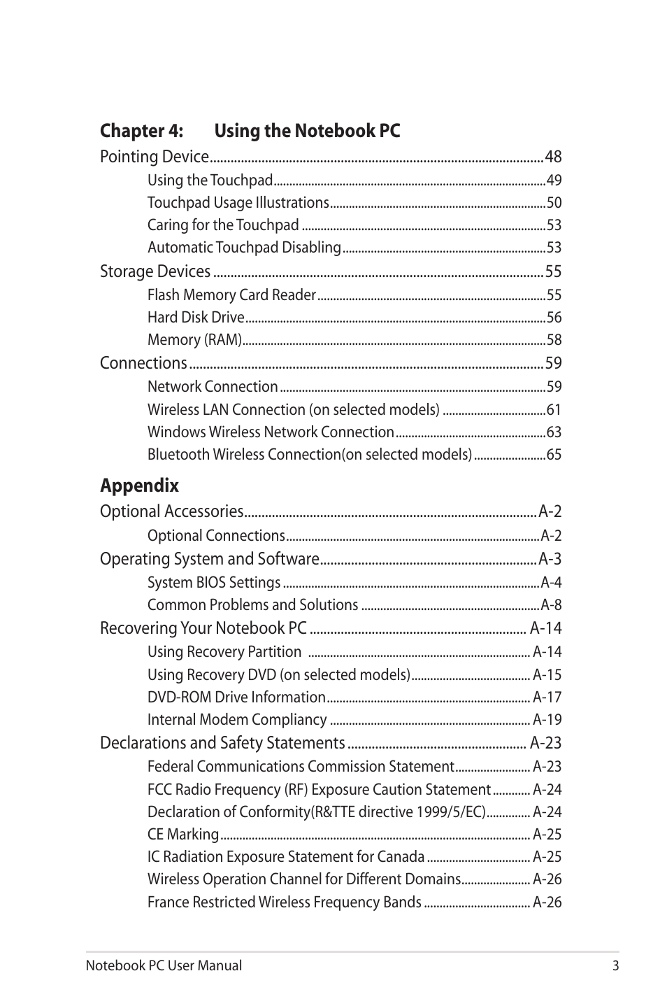 Asus UL50VS User Manual | Page 3 / 106