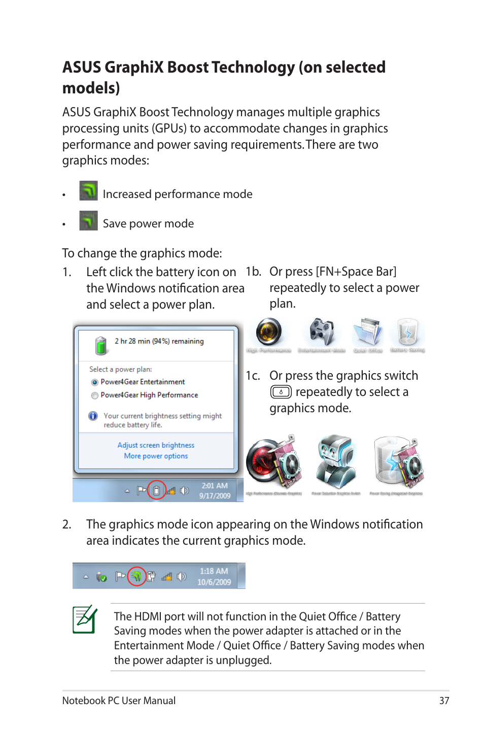 Asus graphix boost technology (on selected models) | Asus UL50VS User Manual | Page 37 / 106
