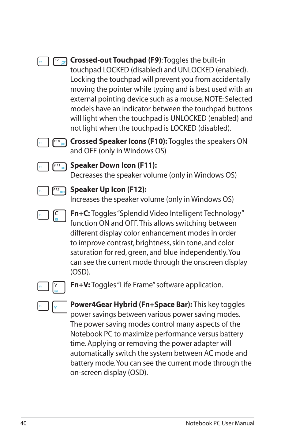 Asus UL50VS User Manual | Page 40 / 106