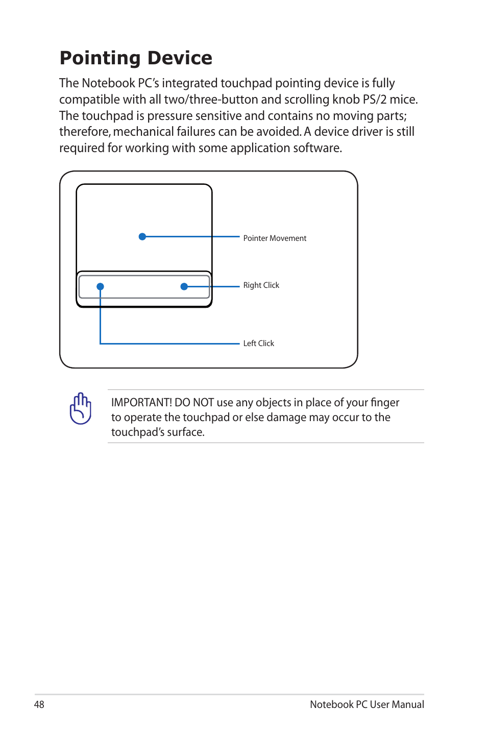 Pointing device | Asus UL50VS User Manual | Page 48 / 106