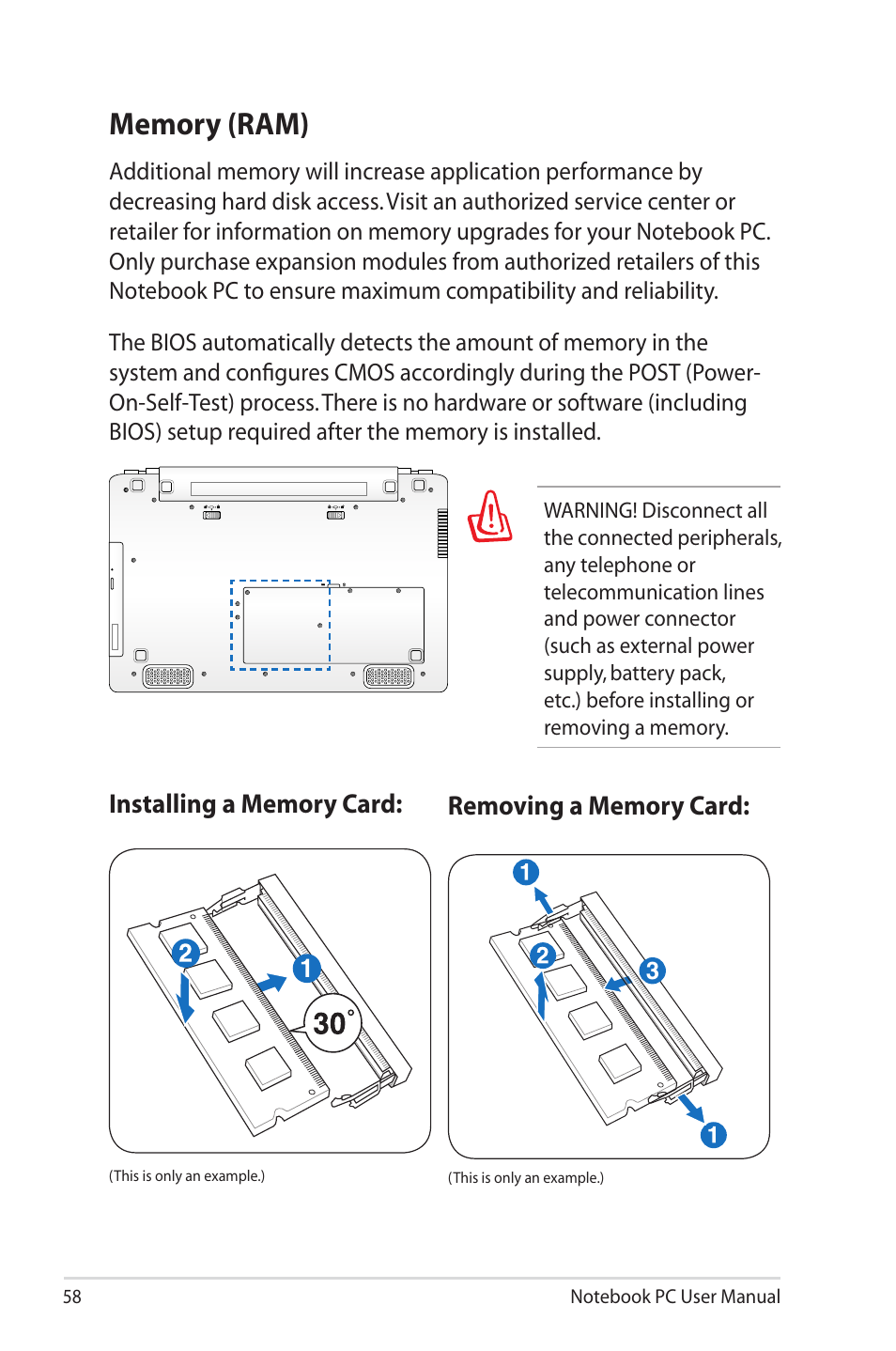 Memory (ram) | Asus UL50VS User Manual | Page 58 / 106