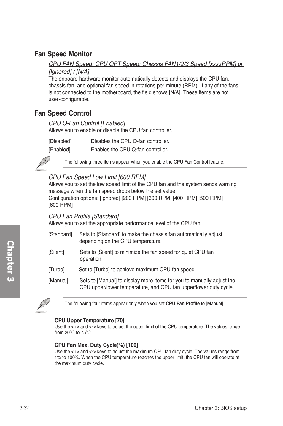 Chapter 3, Fan speed monitor, Fan speed control | Asus RAMPAGE IV GENE User Manual | Page 106 / 172