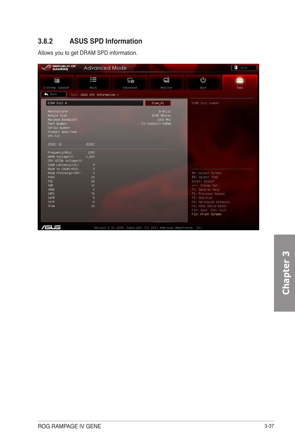 Asus spd information -37, Chapter 3 | Asus RAMPAGE IV GENE User Manual | Page 111 / 172
