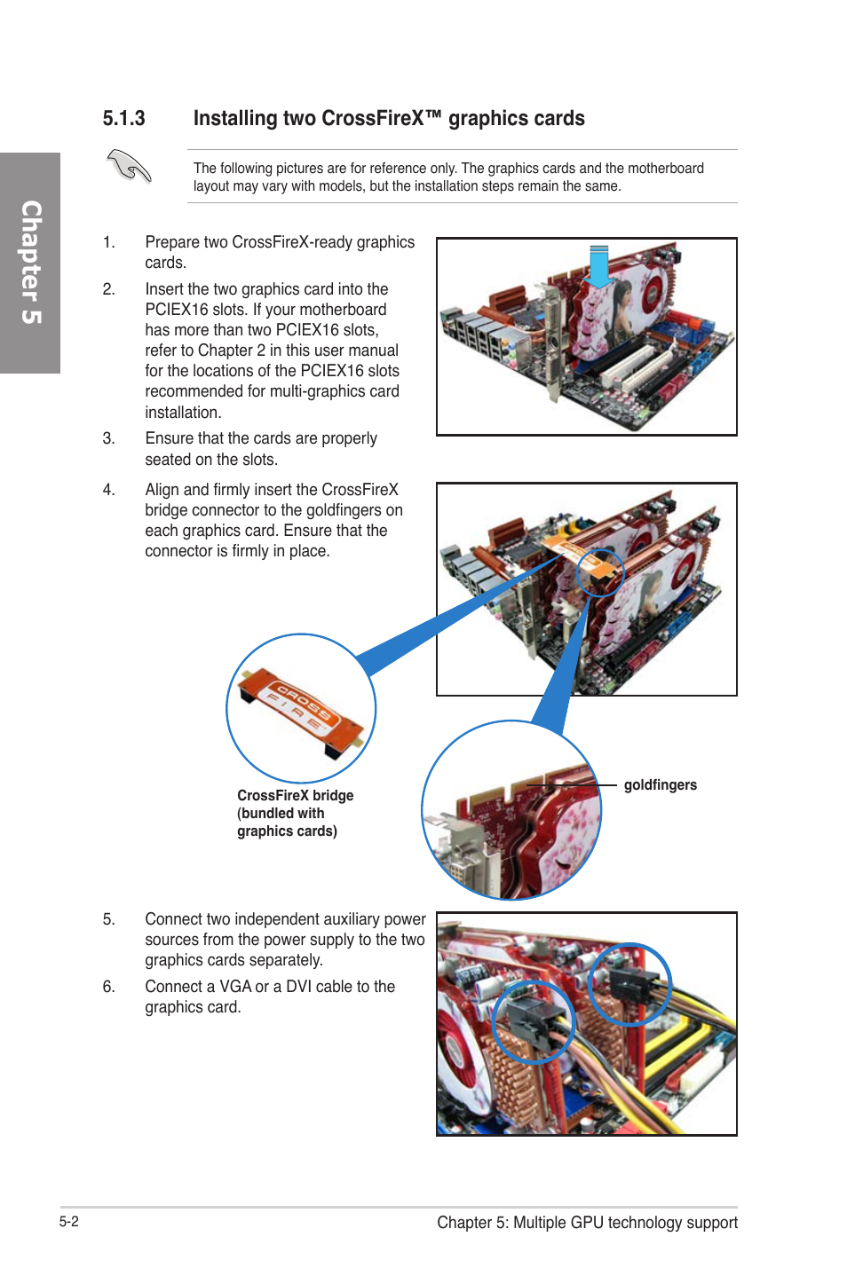 Installing two crossfirex™ graphics cards -2, Chapter 5, 3 installing two crossfirex™ graphics cards | Asus RAMPAGE IV GENE User Manual | Page 164 / 172