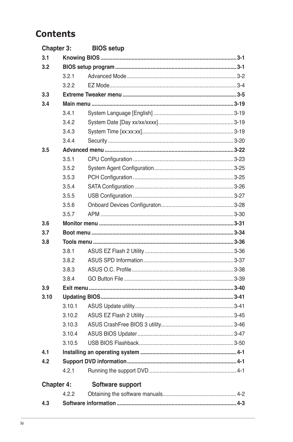 Asus RAMPAGE IV GENE User Manual | Page 4 / 172